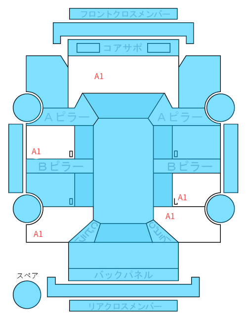 Body condition diagram (damage marks, Japanese labels)