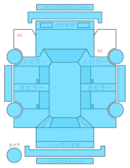 Body condition diagram (damage marks, Japanese labels)