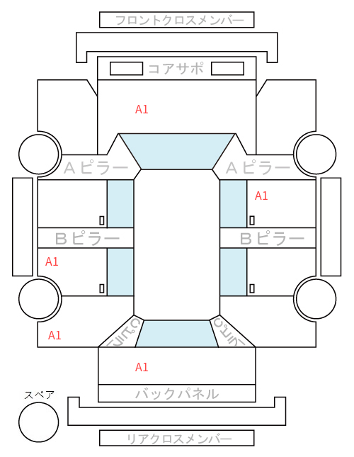 Body condition diagram (damage marks, Japanese labels)