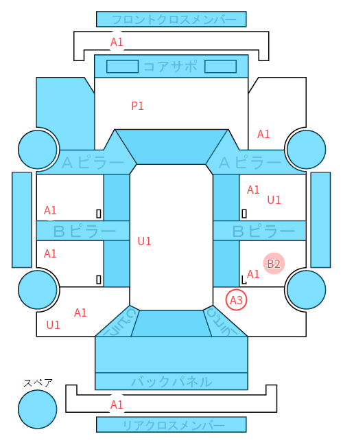Body condition diagram (damage marks, Japanese labels)
