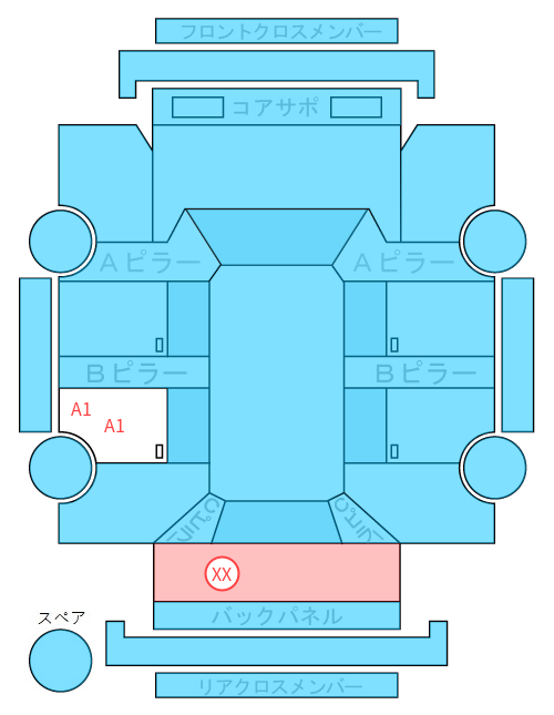 Body condition diagram (damage marks, Japanese labels)