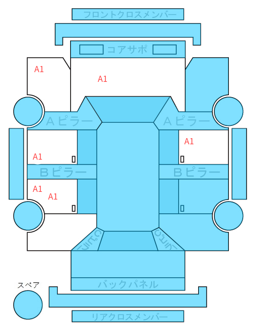 Body condition diagram (damage marks, Japanese labels)