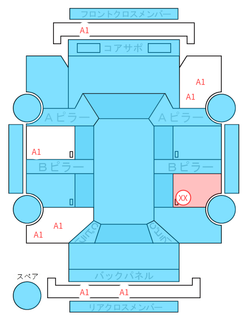 Body condition diagram (damage marks, Japanese labels)