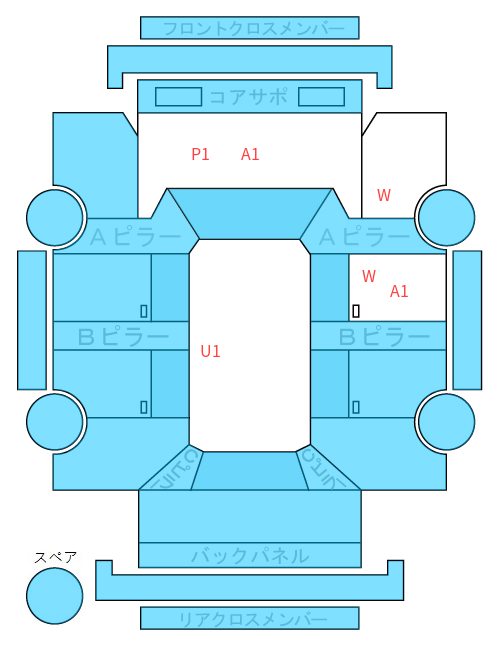 Body condition diagram (damage marks, Japanese labels)