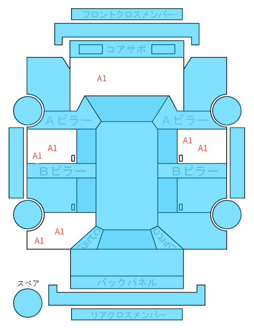 Body condition diagram (damage marks, Japanese labels)