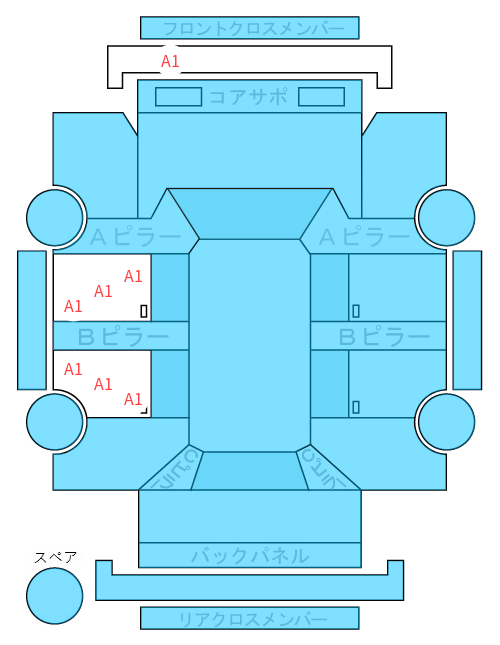 Body condition diagram (damage marks, Japanese labels)