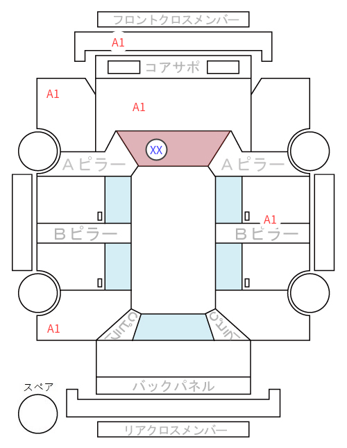 Body condition diagram (damage marks, Japanese labels)