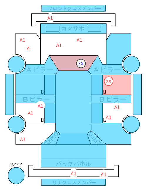 Body condition diagram (damage marks, Japanese labels)