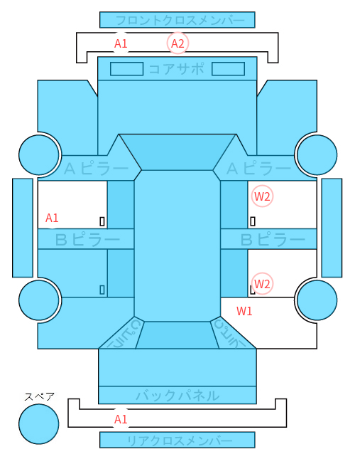 Body condition diagram (damage marks, Japanese labels)
