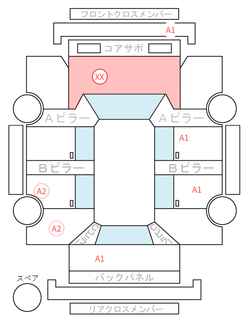 Body condition diagram (damage marks, Japanese labels)