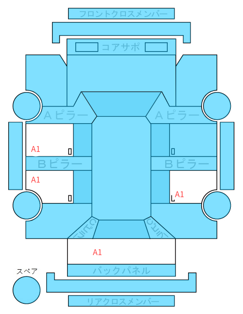 Body condition diagram (damage marks, Japanese labels)