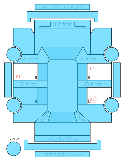 Body condition diagram (damage marks, Japanese labels)