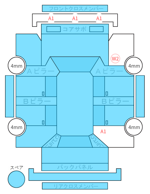 Body condition diagram (damage marks, Japanese labels)