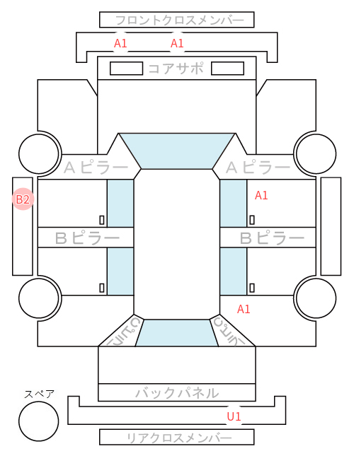 Body condition diagram (damage marks, Japanese labels)