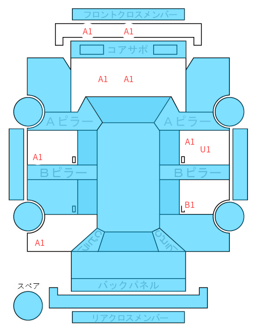 Body condition diagram (damage marks, Japanese labels)