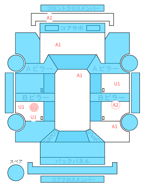 Body condition diagram (damage marks, Japanese labels)