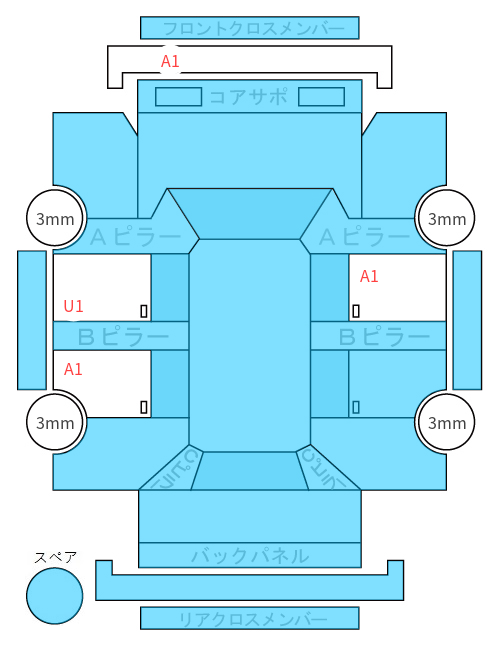 Body condition diagram (damage marks, Japanese labels)