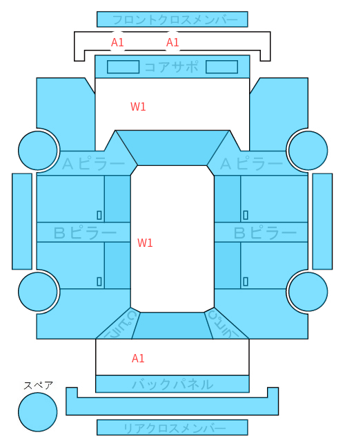 Body condition diagram (damage marks, Japanese labels)
