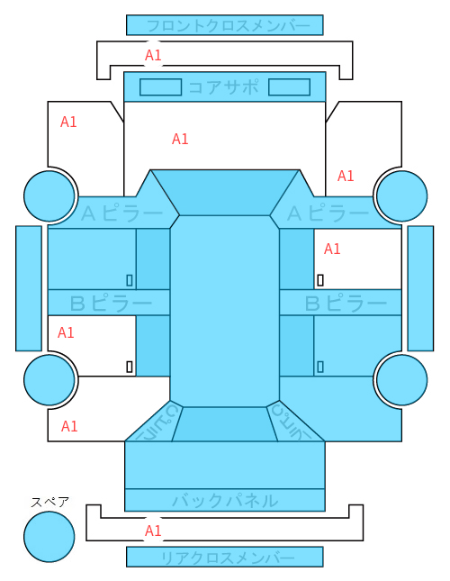 Body condition diagram (damage marks, Japanese labels)