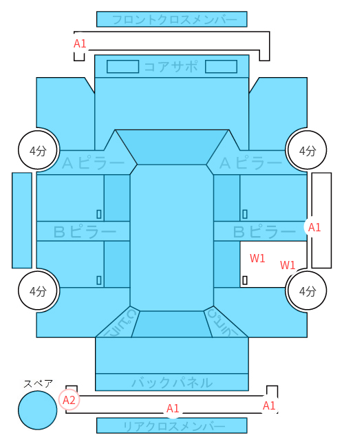 Body condition diagram (damage marks, Japanese labels)