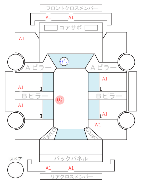 Body condition diagram (damage marks, Japanese labels)