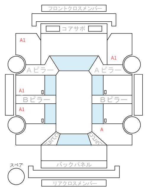 Body condition diagram (damage marks, Japanese labels)