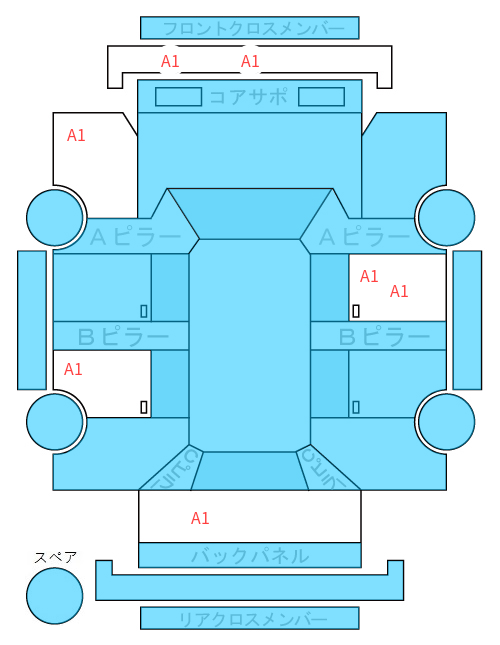 Body condition diagram (damage marks, Japanese labels)