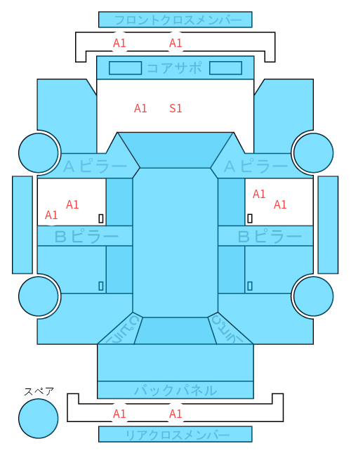 Body condition diagram (damage marks, Japanese labels)