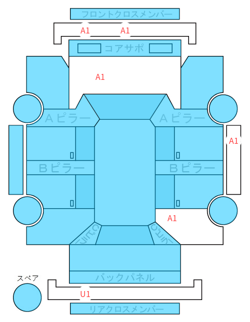 Body condition diagram (damage marks, Japanese labels)