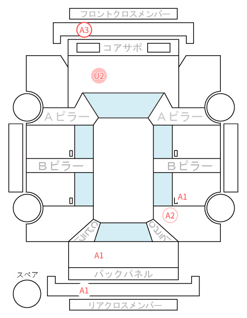 Body condition diagram (damage marks, Japanese labels)
