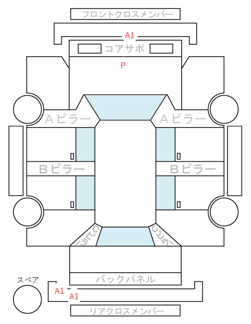 Body condition diagram (damage marks, Japanese labels)