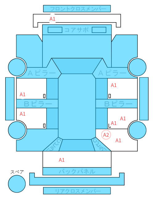 Body condition diagram (damage marks, Japanese labels)