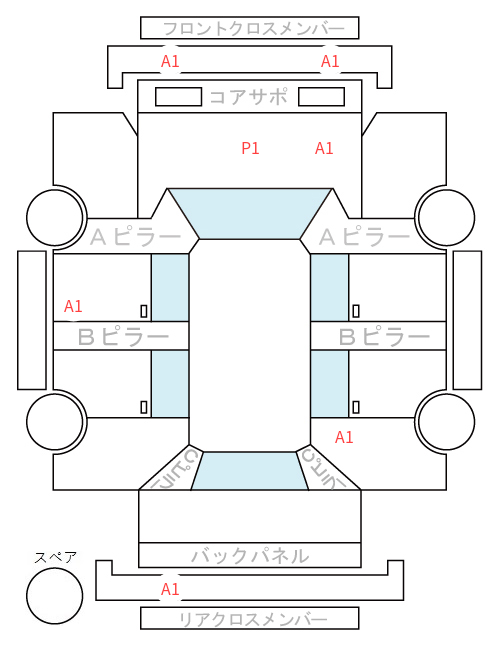 Body condition diagram (damage marks, Japanese labels)