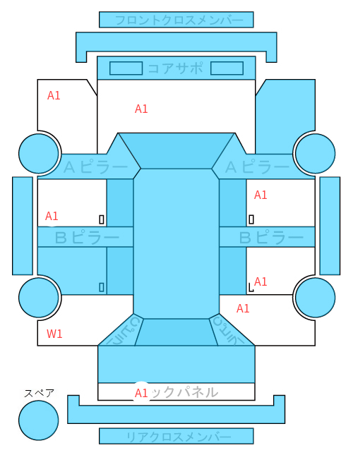 Body condition diagram (damage marks, Japanese labels)