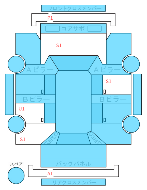 Body condition diagram (damage marks, Japanese labels)