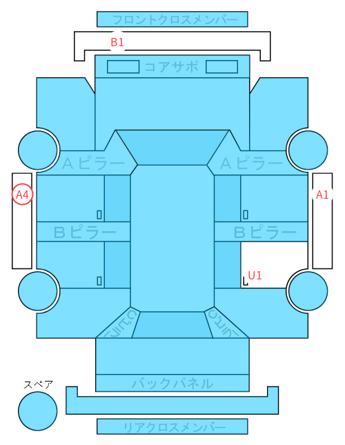 Body condition diagram (damage marks, Japanese labels)