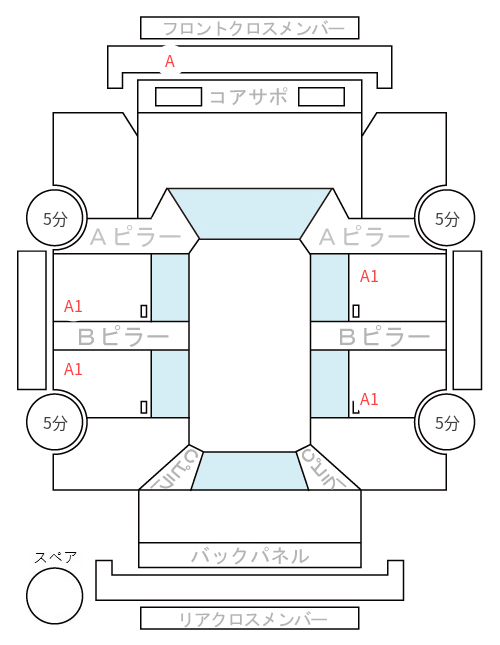 Body condition diagram (damage marks, Japanese labels)