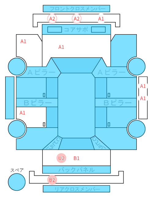 Body condition diagram (damage marks, Japanese labels)