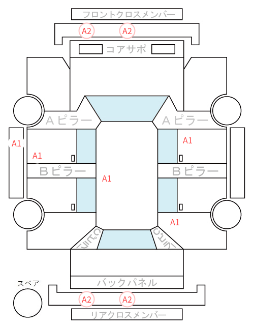 Body condition diagram (damage marks, Japanese labels)