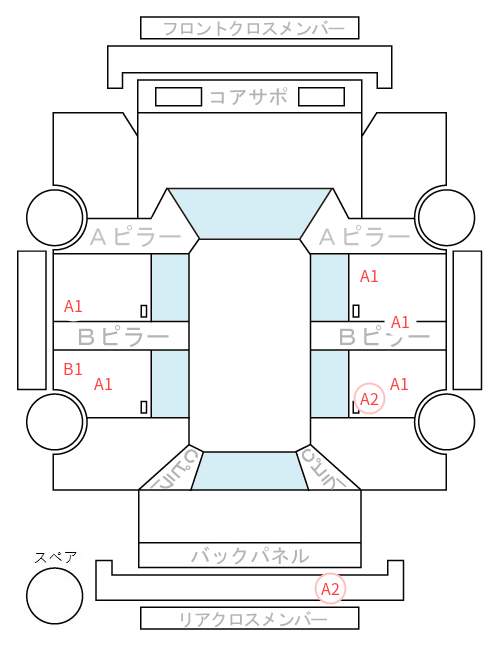 Body condition diagram (damage marks, Japanese labels)