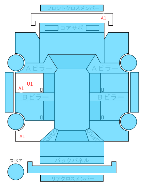 Body condition diagram (damage marks, Japanese labels)
