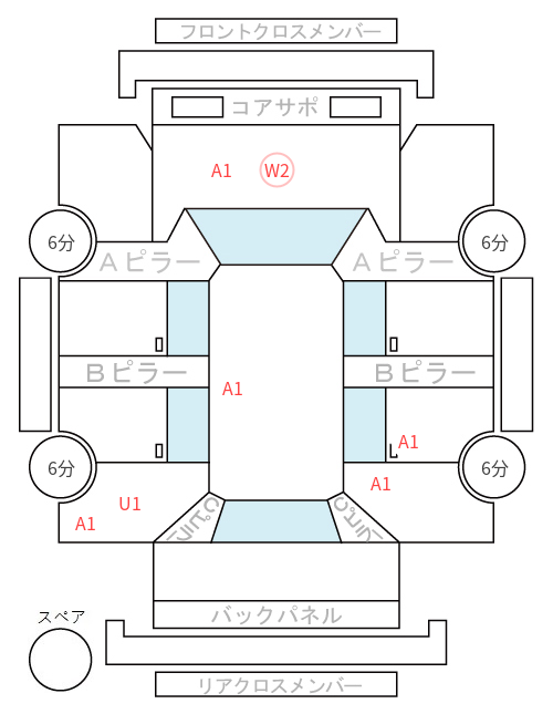 Body condition diagram (damage marks, Japanese labels)