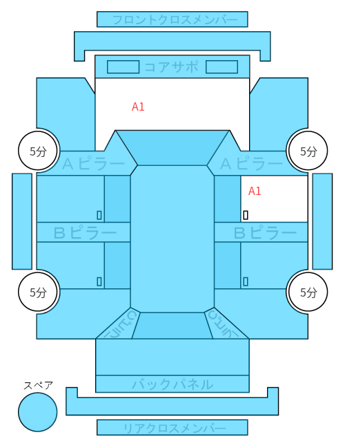Body condition diagram (damage marks, Japanese labels)