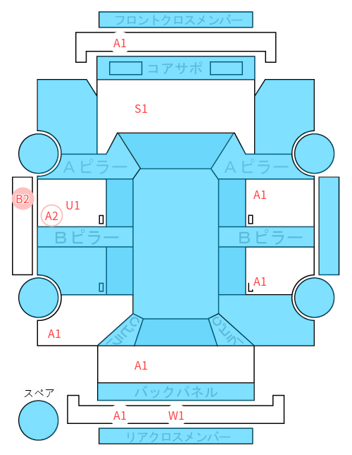 Body condition diagram (damage marks, Japanese labels)