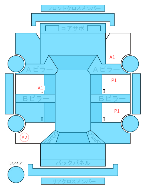 Body condition diagram (damage marks, Japanese labels)