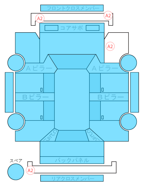 Body condition diagram (damage marks, Japanese labels)