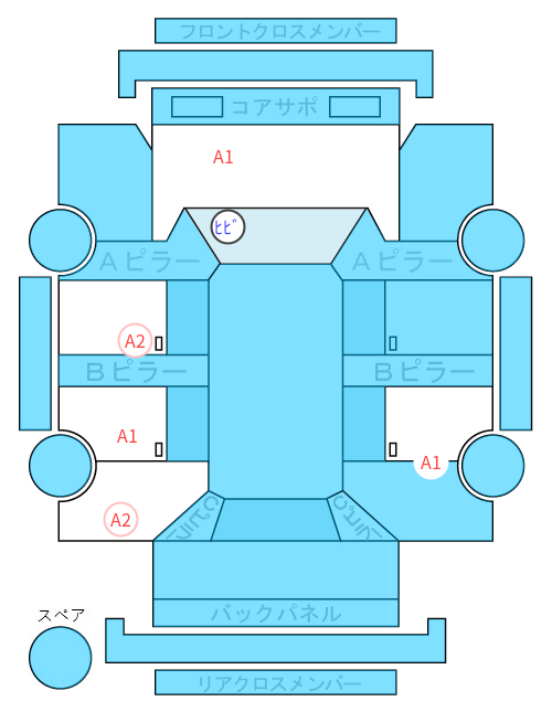 Body condition diagram (damage marks, Japanese labels)