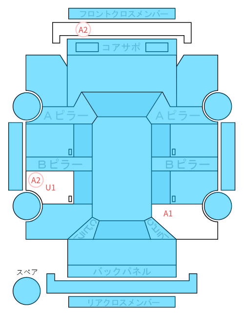 Body condition diagram (damage marks, Japanese labels)
