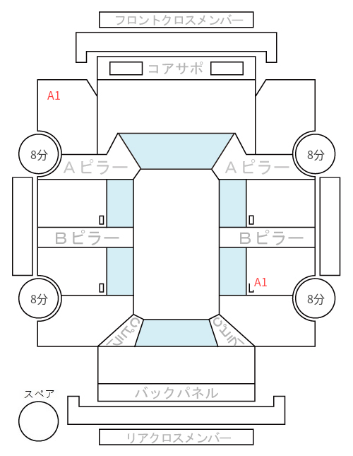 Body condition diagram (damage marks, Japanese labels)