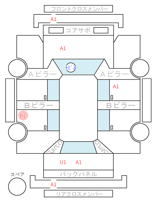 Body condition diagram (damage marks, Japanese labels)